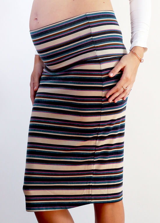 Floressa Leandre Foldover Maternity Skirt in Lilac Stripe | Queen Bee