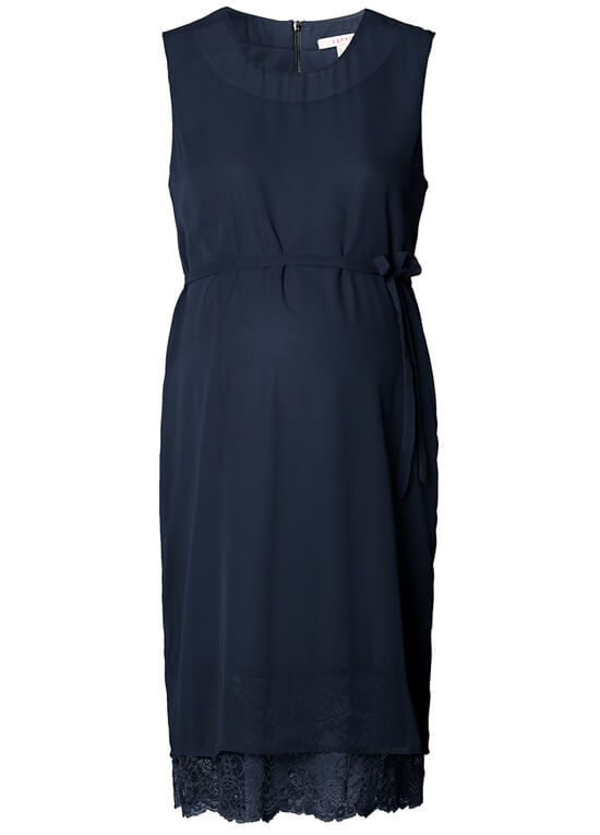 Lace Hem Chiffon Maternity Dress in Night Blue by Esprit 