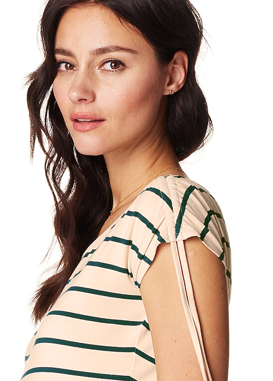 Leah Tie Sleeve Maternity Top in Green Stripes by Noppies