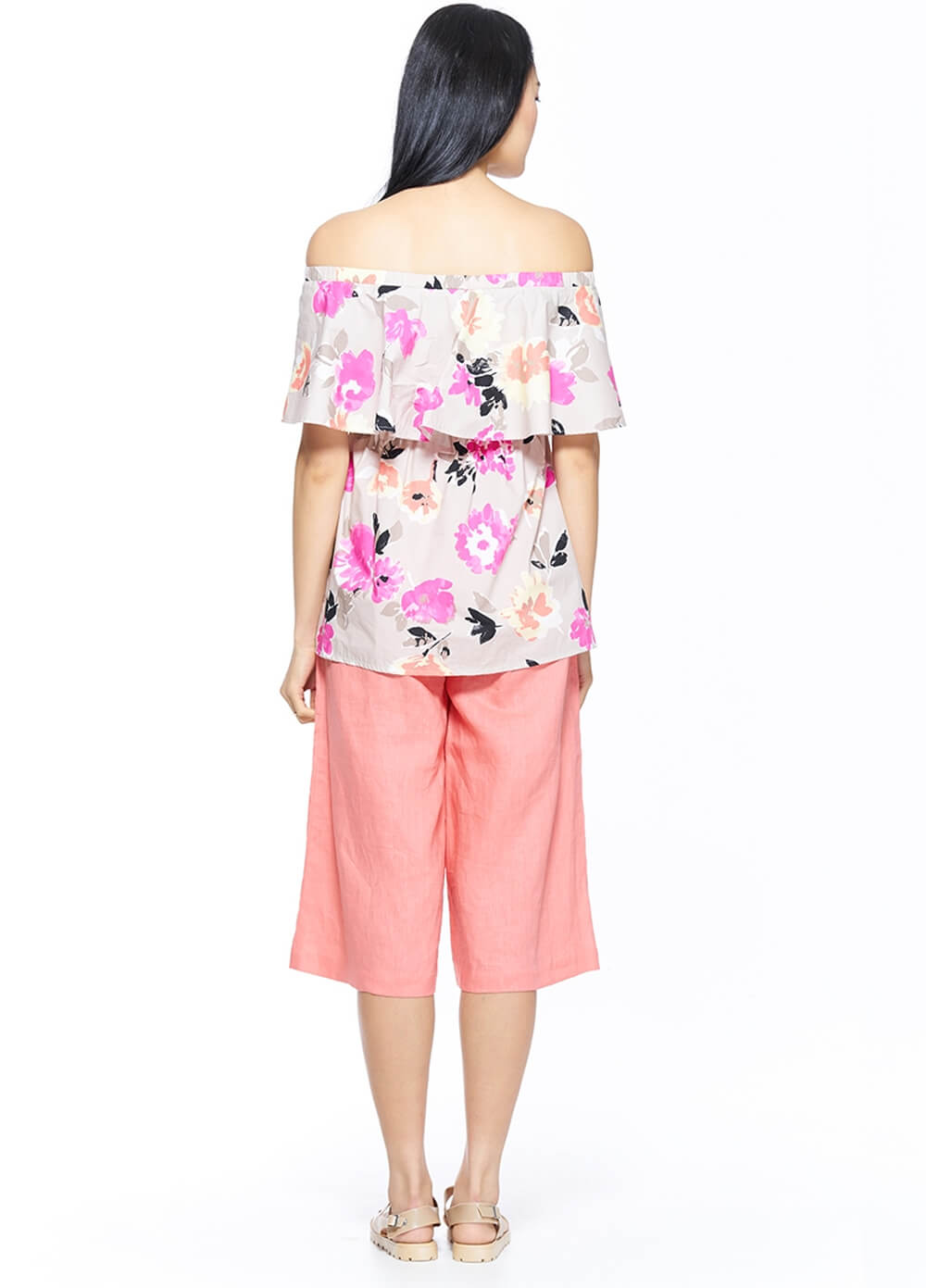 Peony Off Shoulder Nursing Top in Pink Floral by Milky Way 