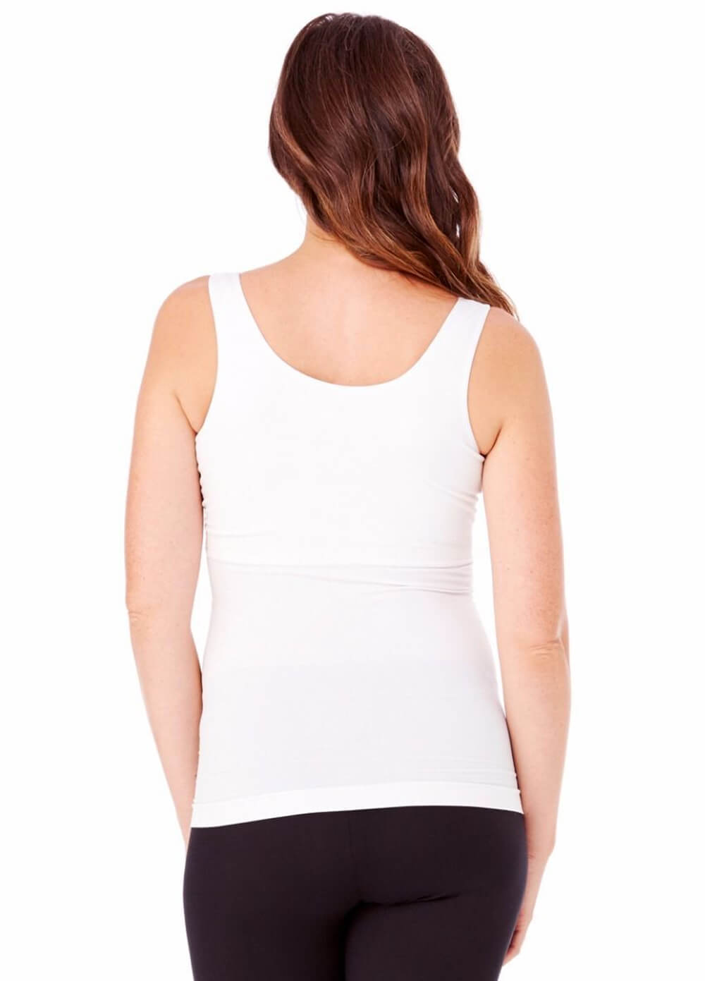White Seamless Crossover Maternity Nursing Tank by Ingrid & Isabel