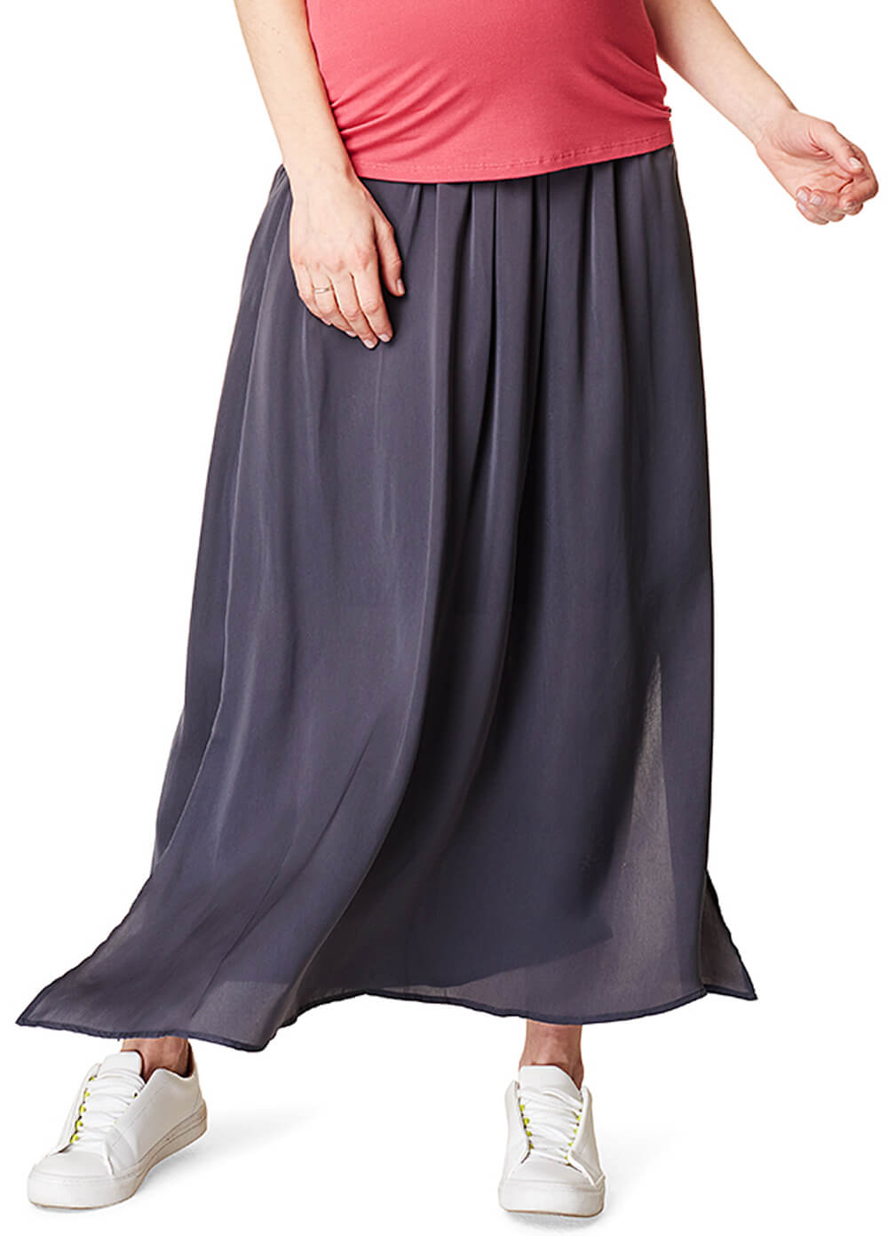 Fluid Side Split Maternity Maxi Skirt in Grey by Esprit