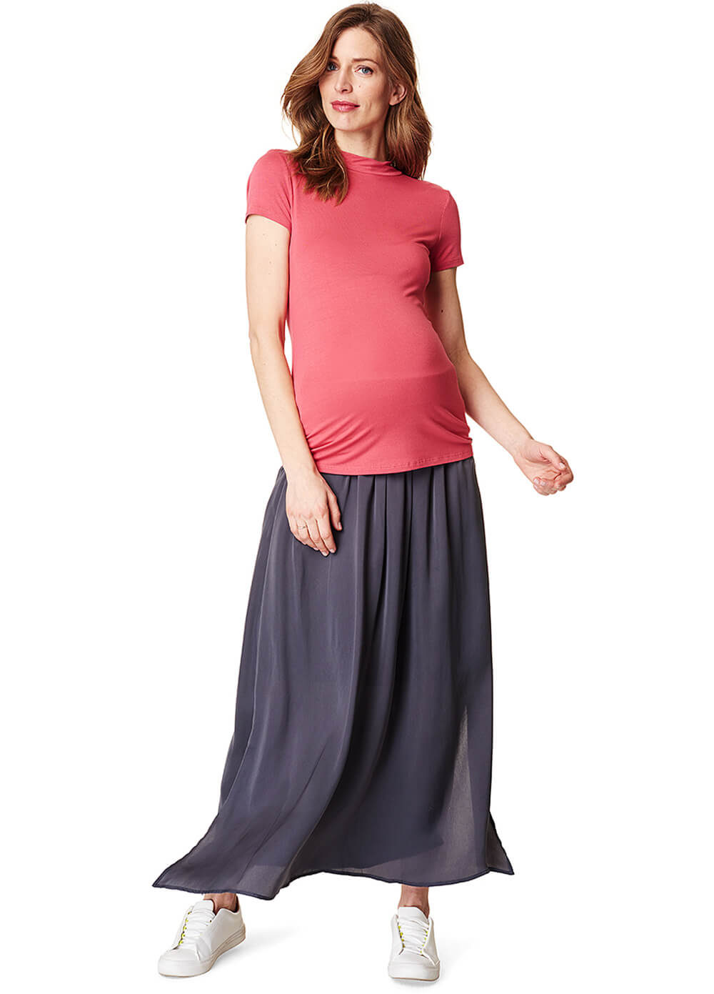 Fluid Side Split Maternity Maxi Skirt in Grey by Esprit