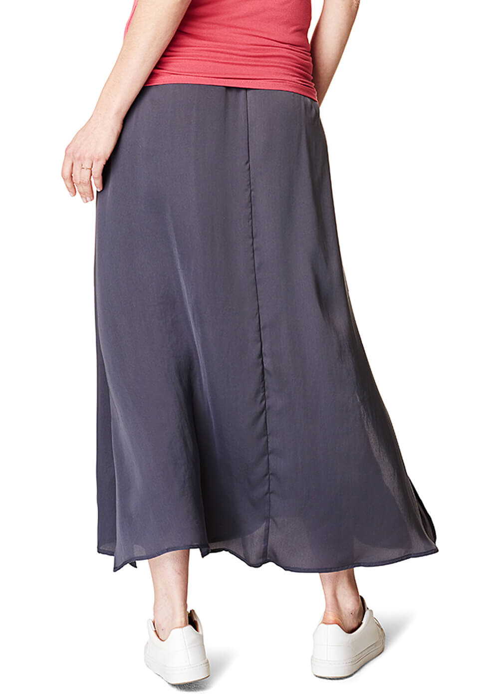 Fluid Side Split Maternity Maxi Skirt in Grey by Esprit