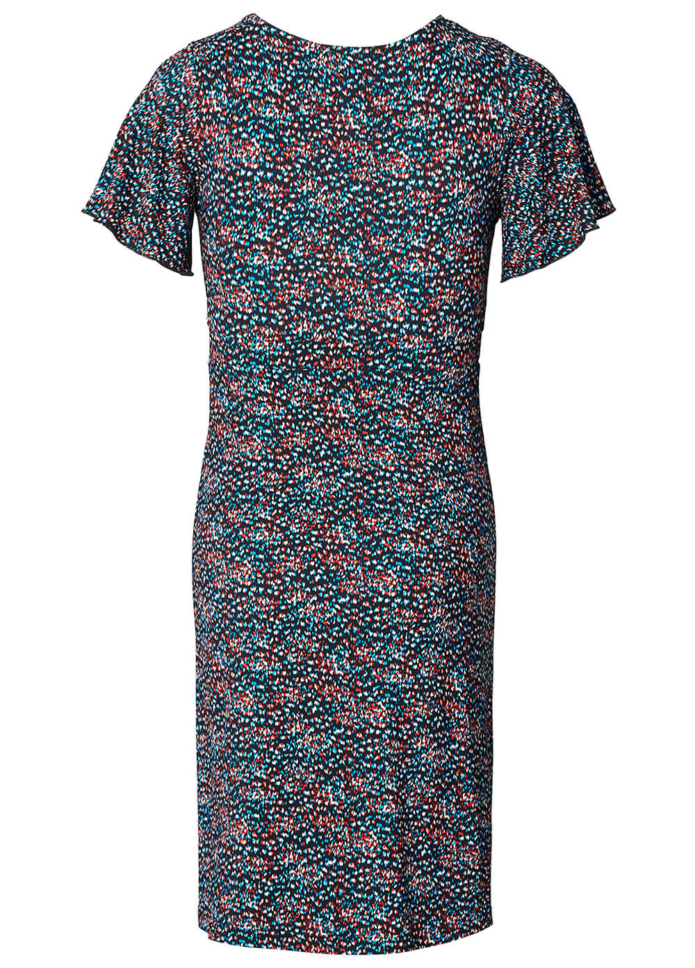 Flutter Sleeve Maternity Dress in Blue Print by Queen mum