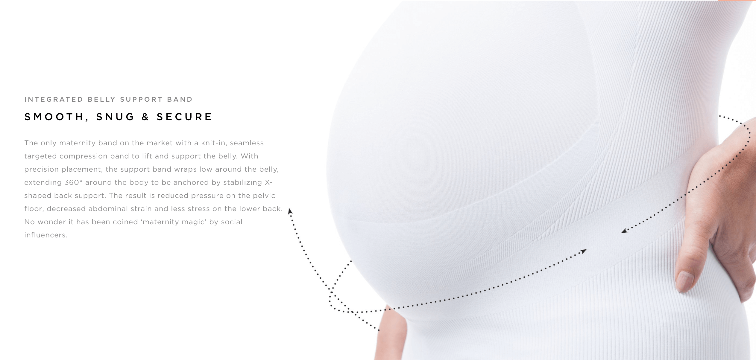 Built-in Support Maternity Belly Band in White by Blanqi
