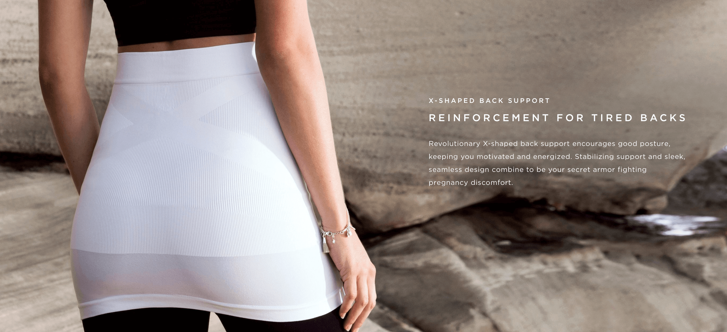 Built-in Support Maternity Belly Band in White by Blanqi