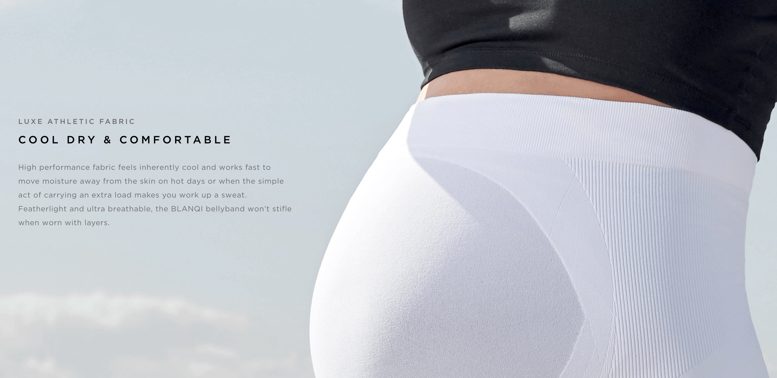 Built-in Support Maternity Belly Band in White by Blanqi