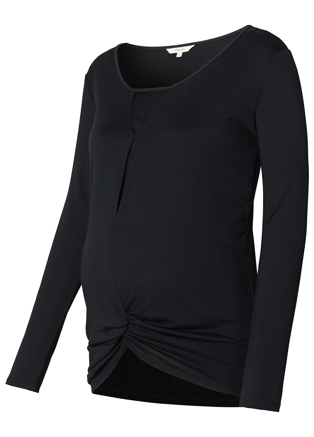 Gemma Knot Hem Maternity Nursing Shirt in Black by Noppies