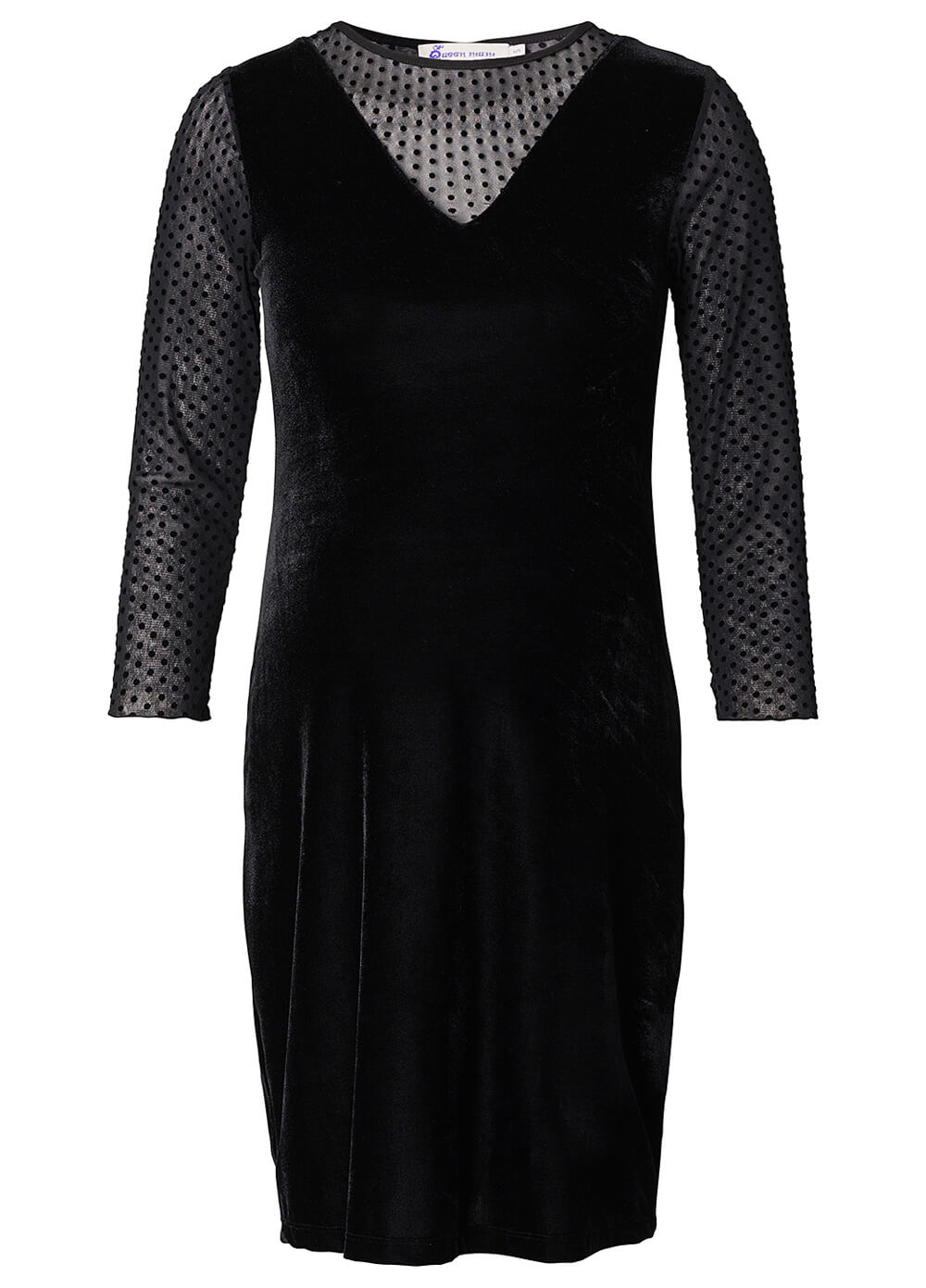 Mesh Dot Velvet Maternity Cocktail Dress in Black by Queen mum