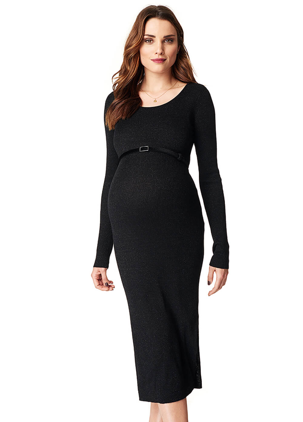 Jasmijn Ribbed Knit Maternity Dress in Black by Noppies