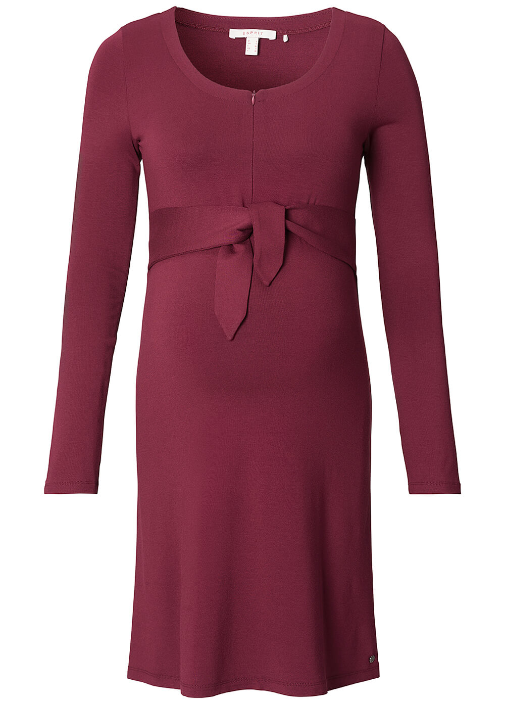 Long Sleeved Zip Maternity Nursing Dress in Red by Esprit