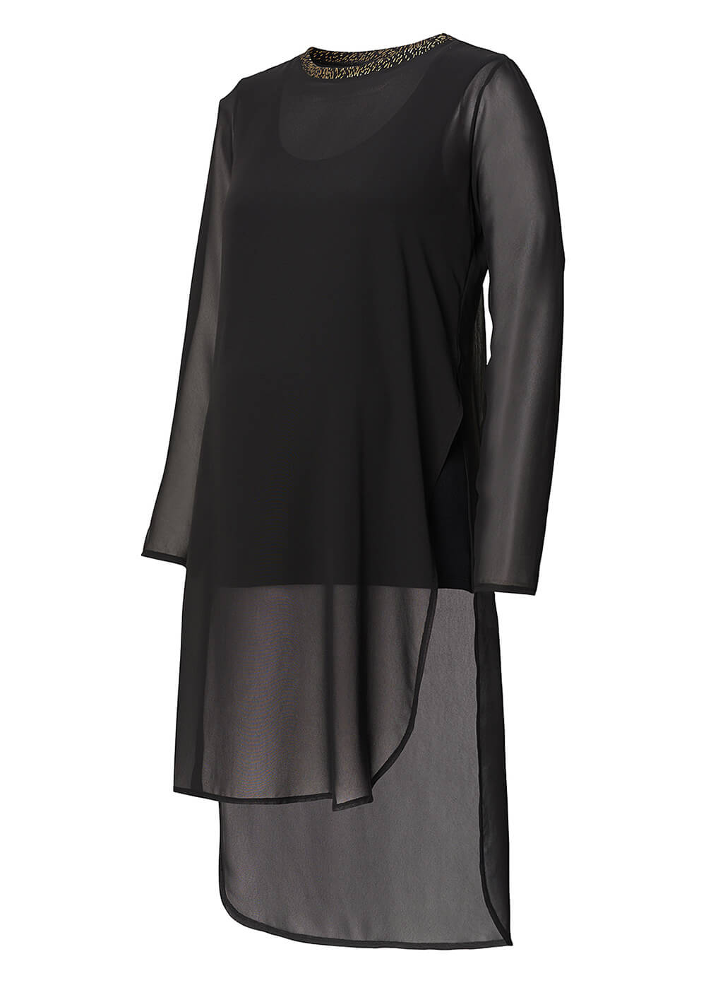 Layered Chiffon Maternity Tunic in Black by Supermom