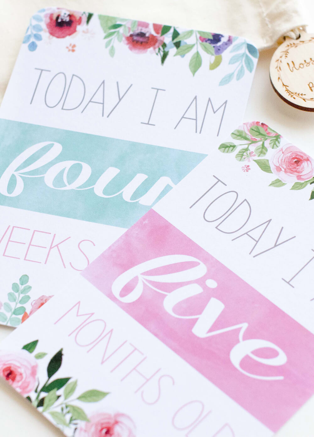 Baby Girl Milestone Cards in Floral Design by Blossom & Pear