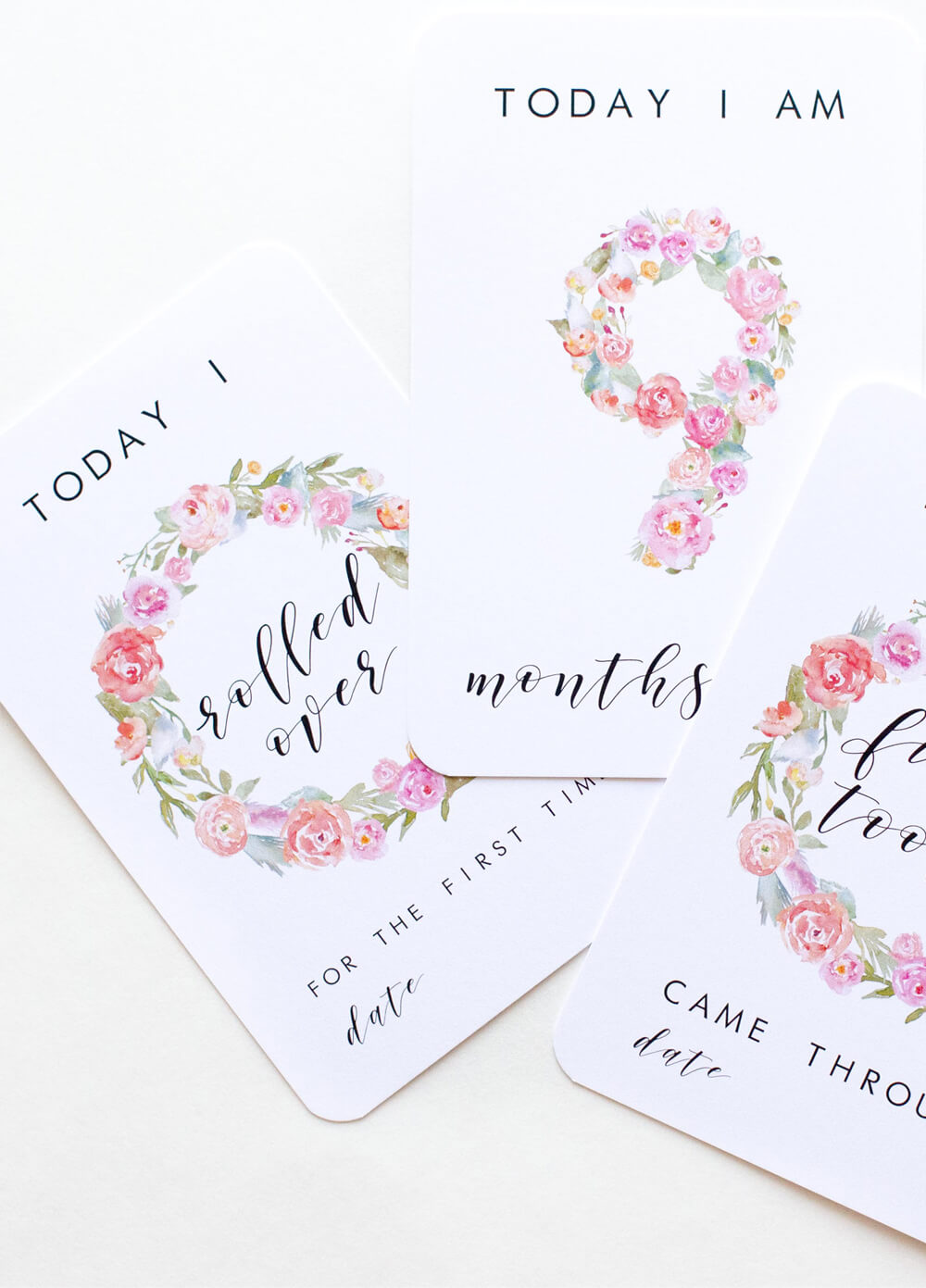 Baby Girl Milestone Cards in Posey Design by Blossom & Pear