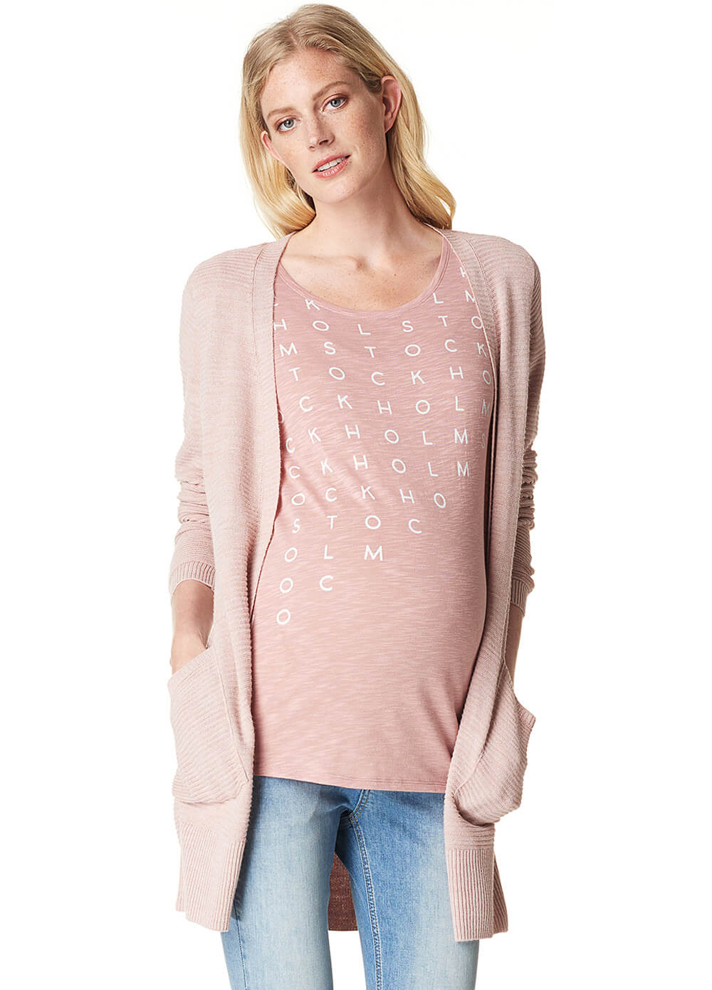 Alexis Ribbed Knit Maternity Cardigan in Blush by Noppies