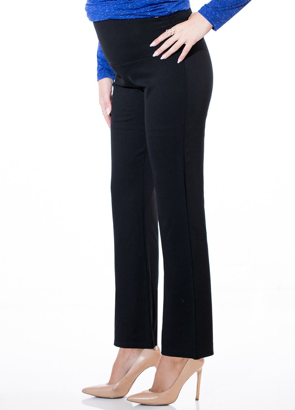 Floressa Letya Ponte Maternity Bootcut Pants in Black | Queen Bee