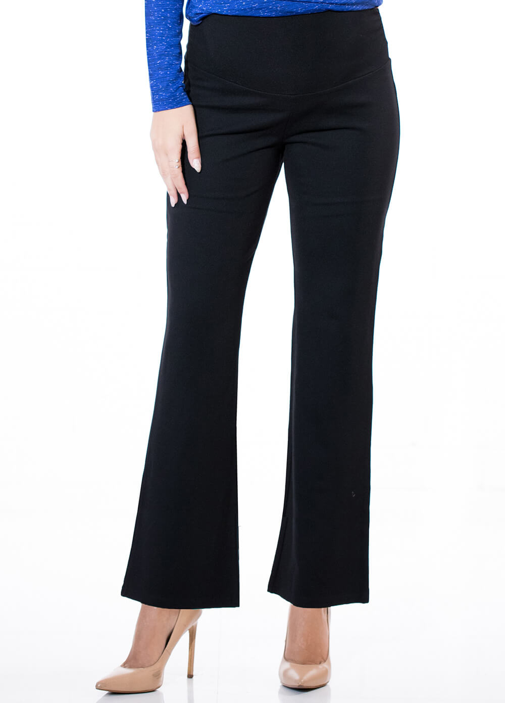 Floressa Letya Ponte Maternity Bootcut Pants in Black | Queen Bee