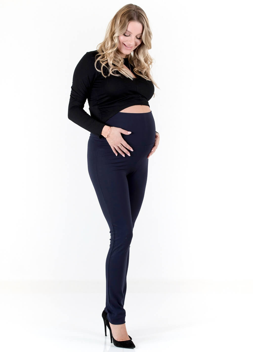 Floressa Charlee Ponte Maternity Pants in Navy Blue | Queen Bee