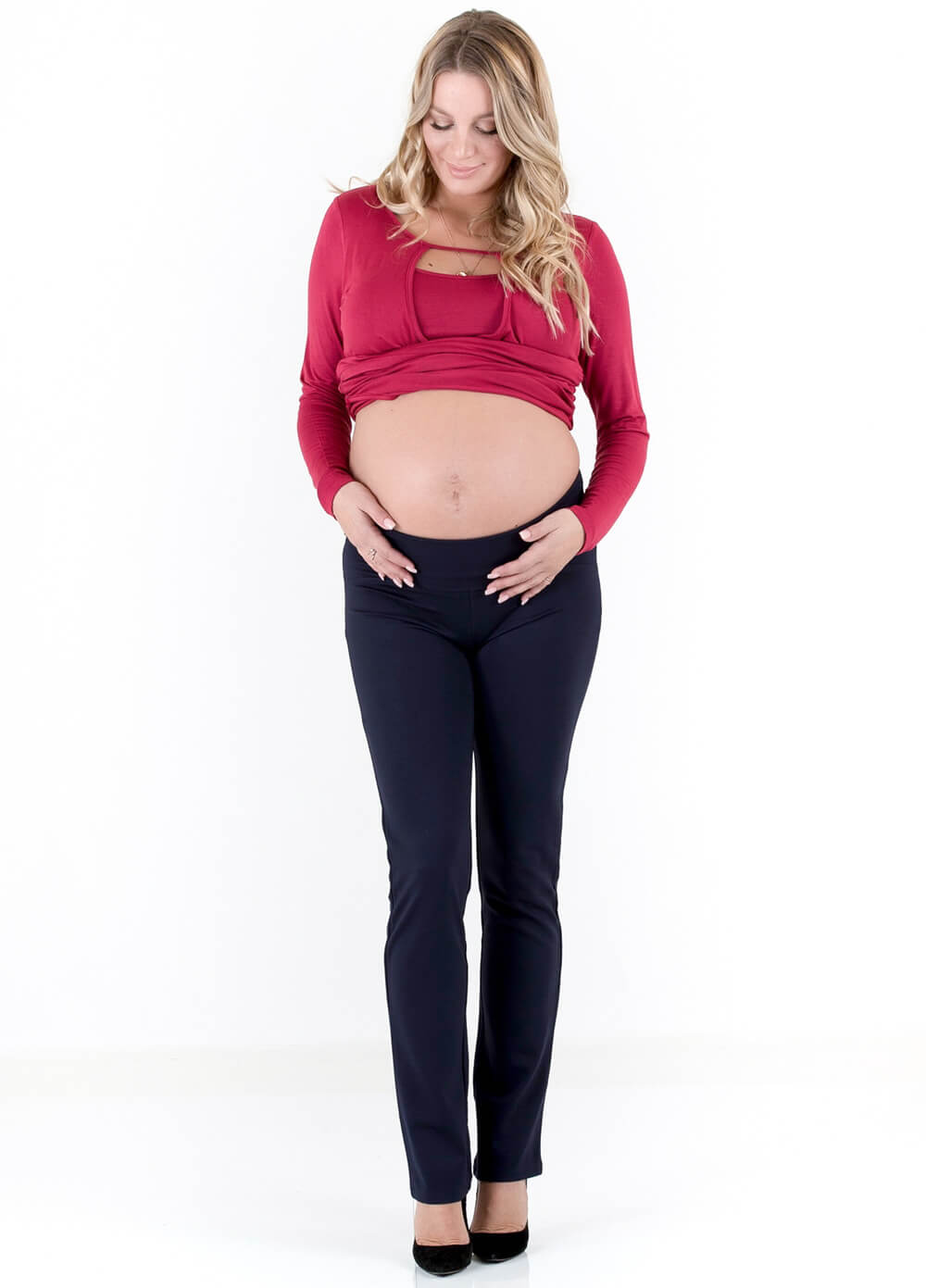 Floressa - Felicia Straight Leg Navy Maternity Pants | Queen Bee