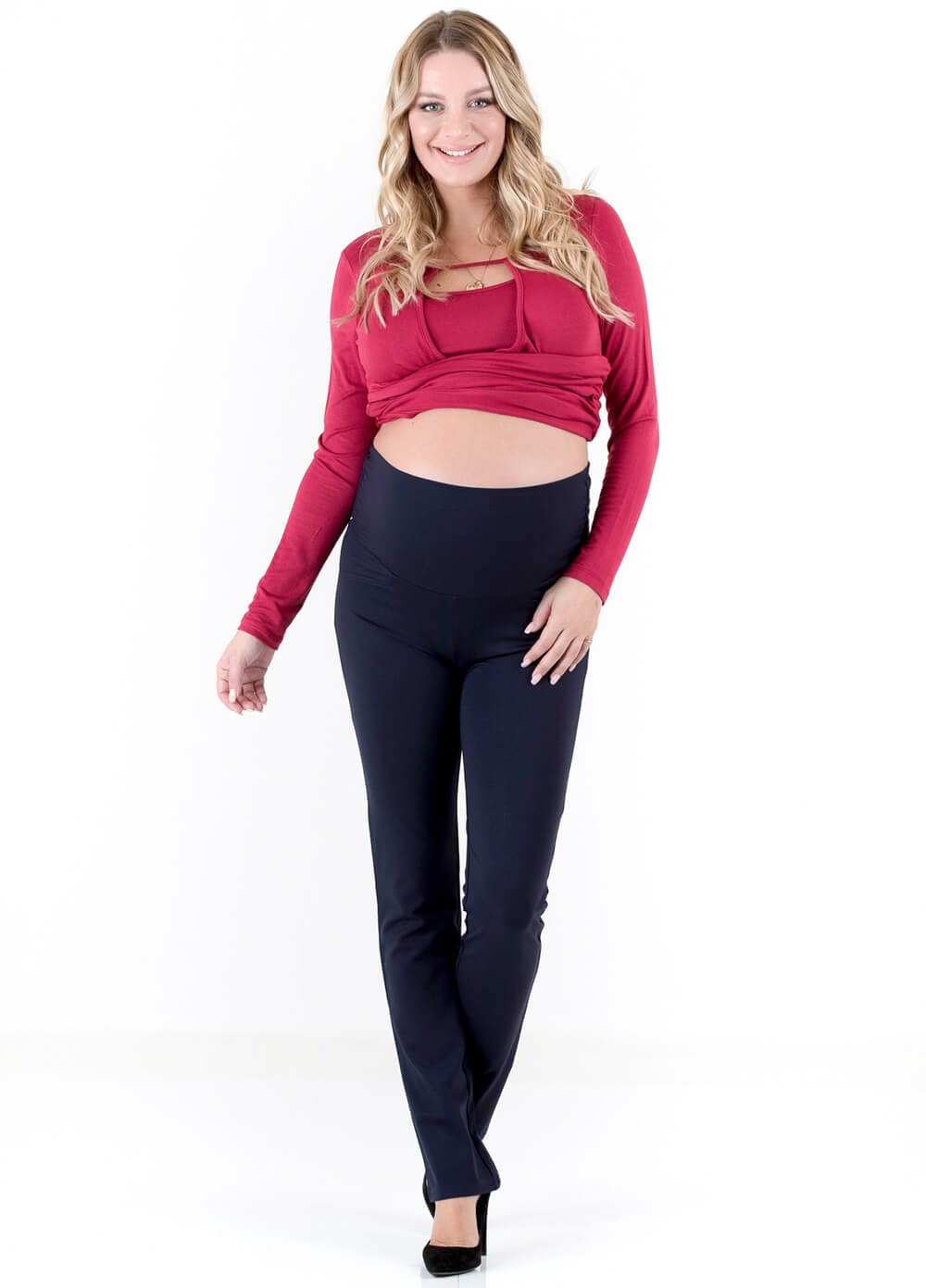 Floressa - Felicia Straight Leg Navy Maternity Pants | Queen Bee