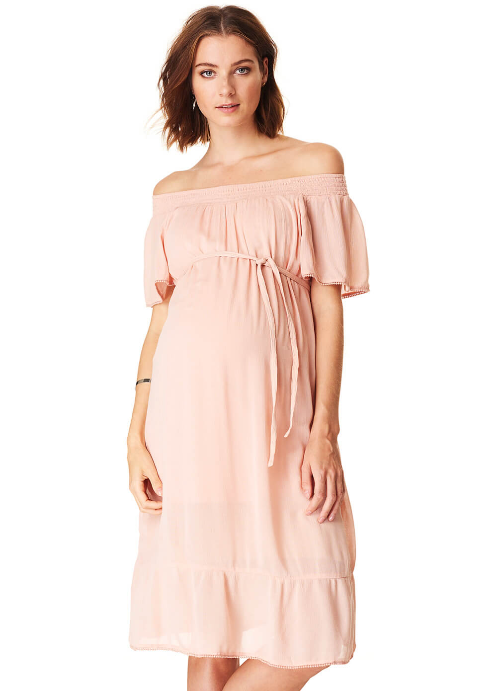 Flowing Flounce Hem Maternity Dress in Rose by Esprit