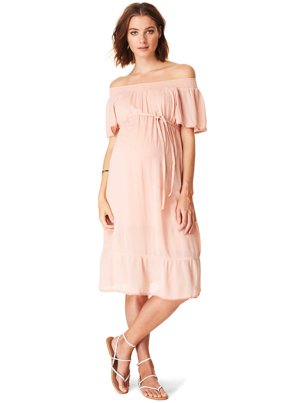 Flowing Flounce Hem Maternity Dress in Rose by Esprit