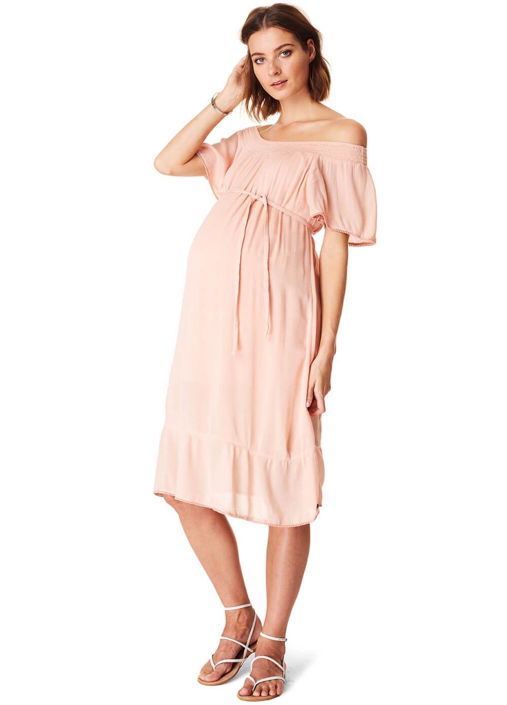 Flowing Flounce Hem Maternity Dress in Rose by Esprit