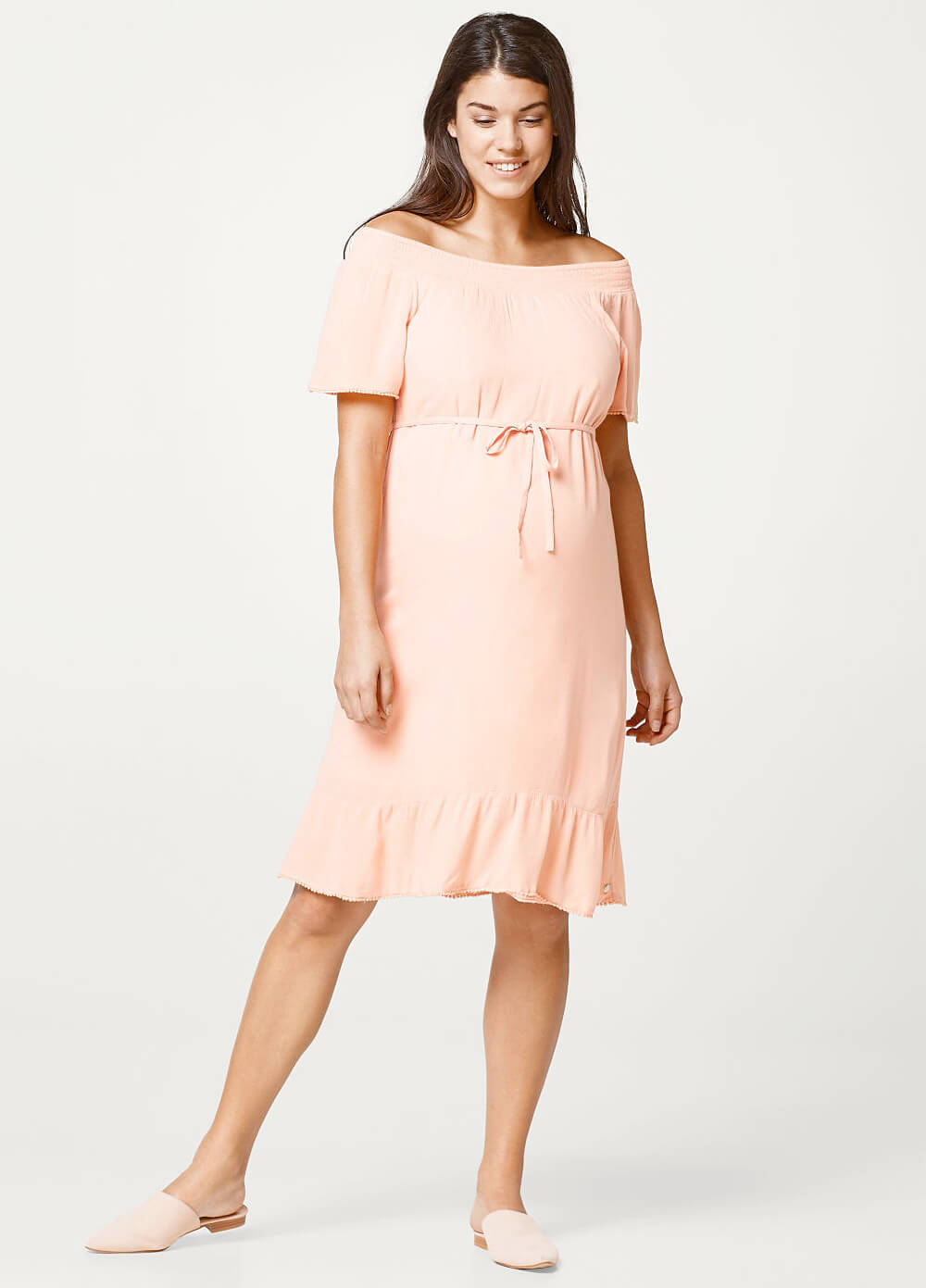 Flowing Flounce Hem Maternity Dress in Rose by Esprit