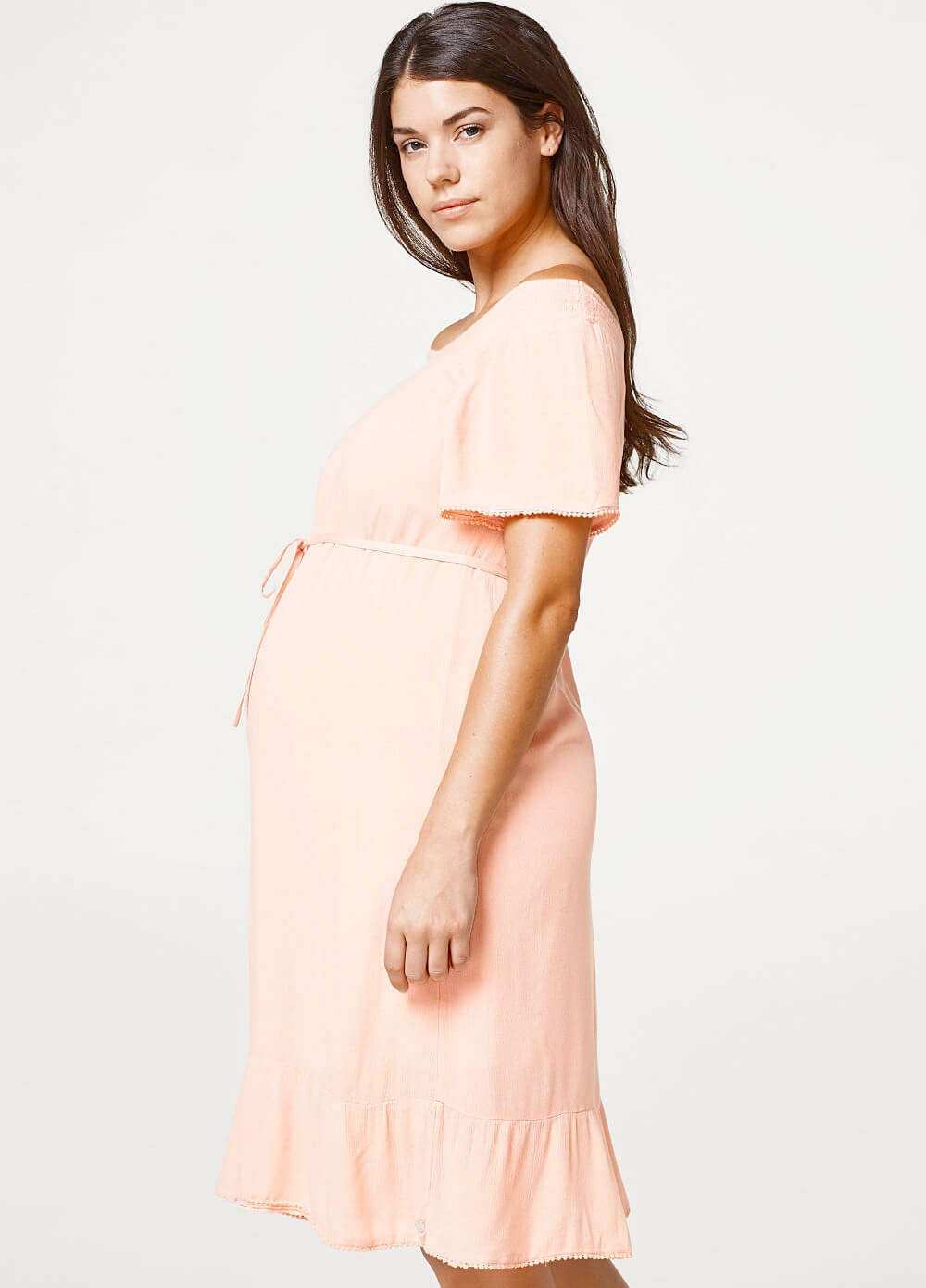 Flowing Flounce Hem Maternity Dress in Rose by Esprit