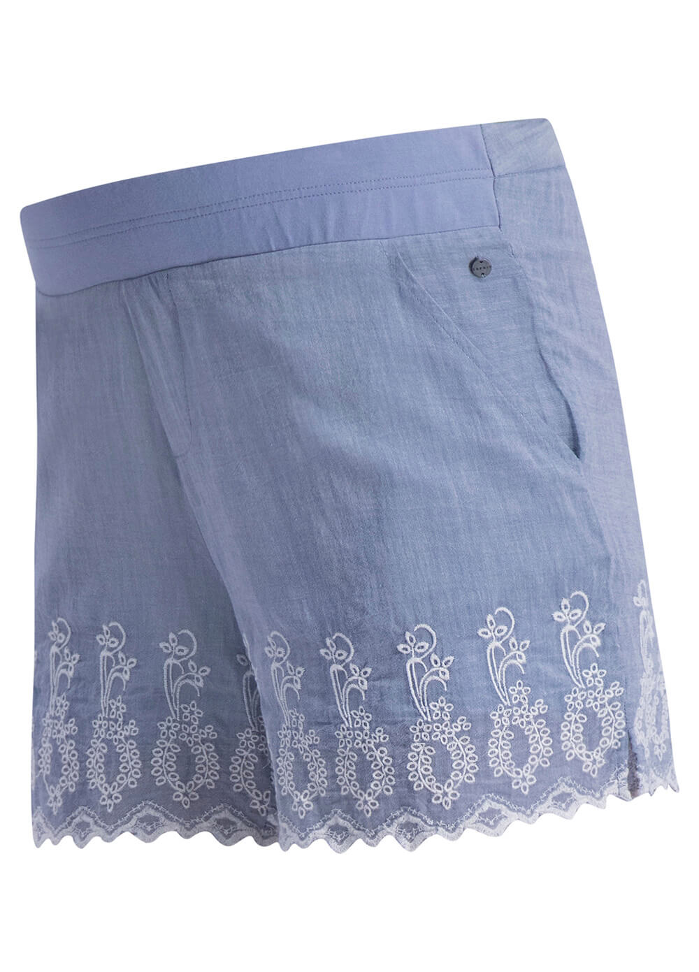 Embroidered Cotton Maternity Shorts in Blue by Esprit