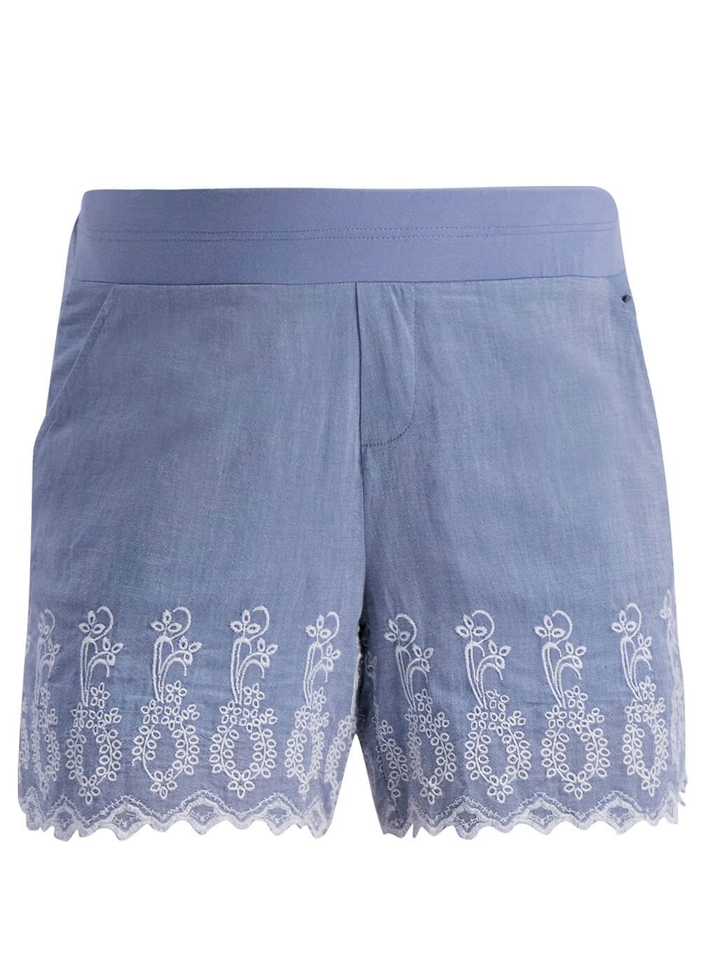 Embroidered Cotton Maternity Shorts in Blue by Esprit