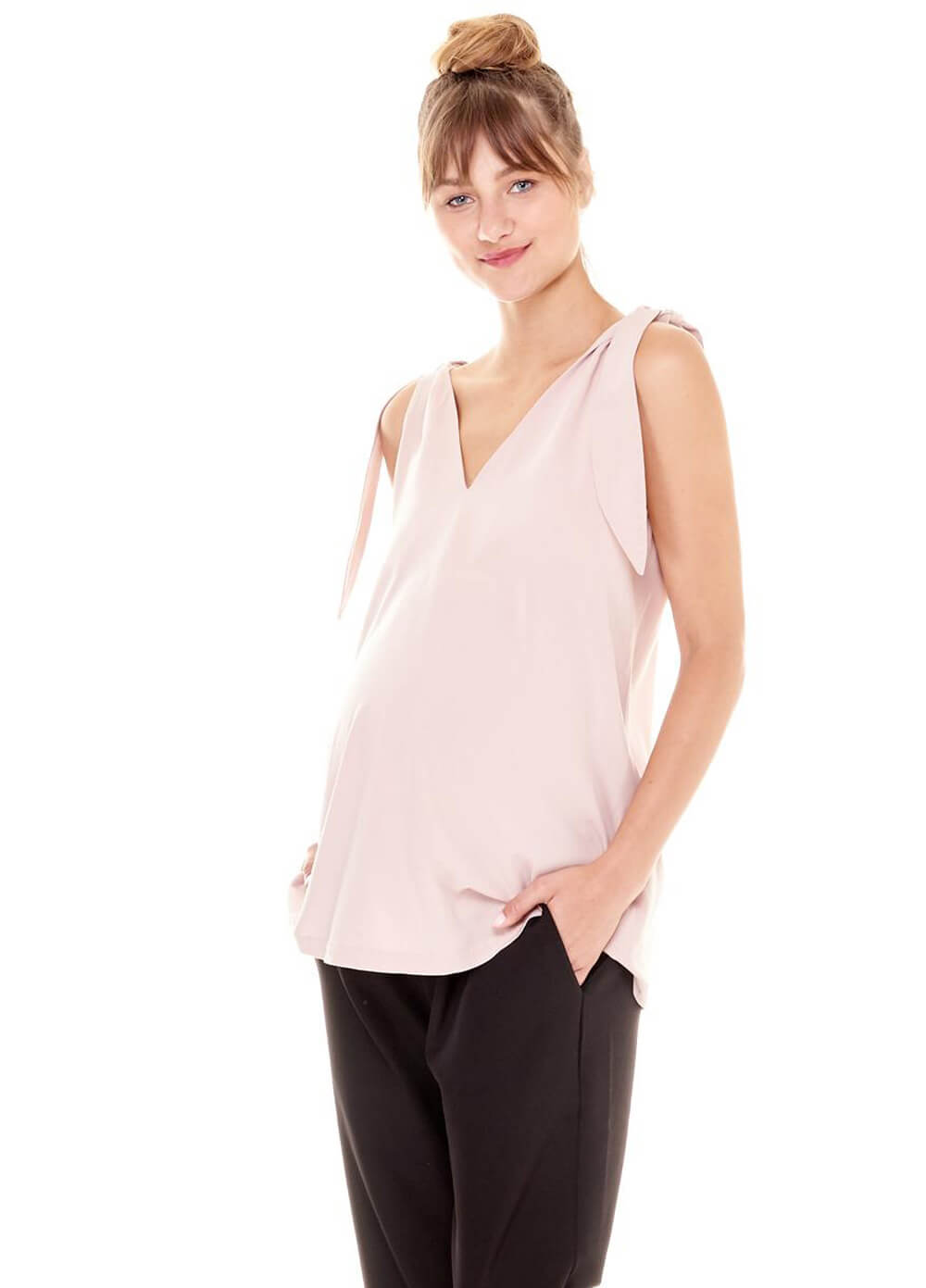 Shyla Maternity Tie Top in Blush by Imanimo