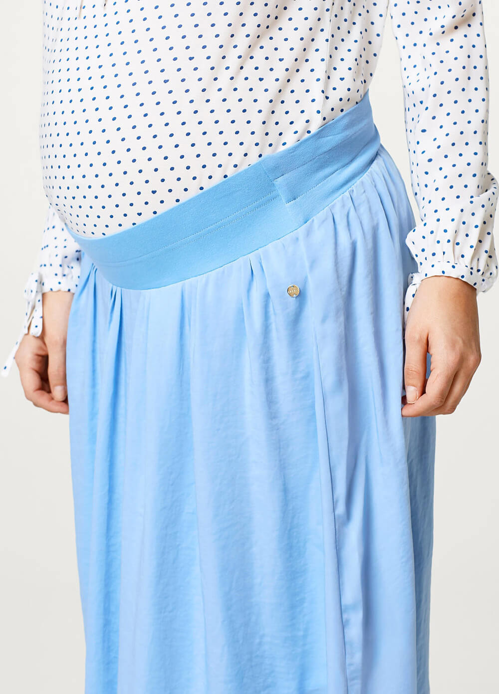 Sky Blue Gathered Maxi Maternity Skirt by Esprit