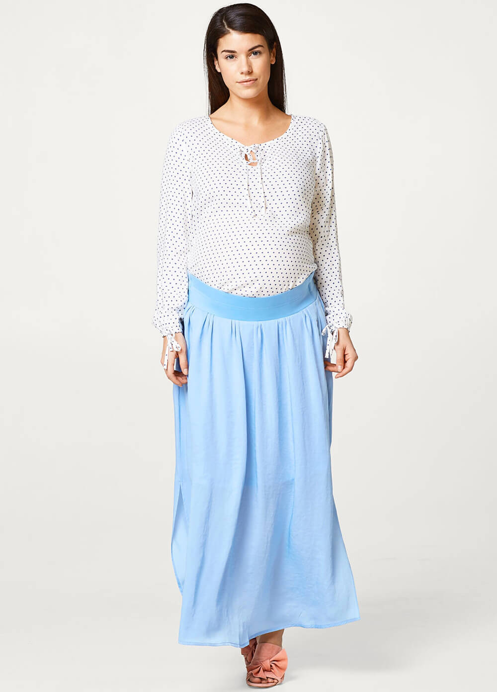 Sky Blue Gathered Maxi Maternity Skirt by Esprit