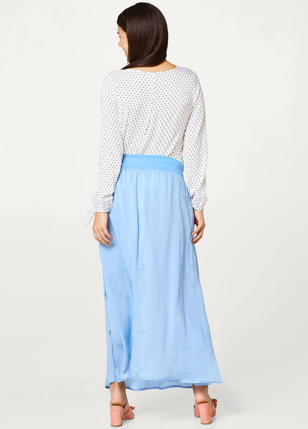 Sky Blue Gathered Maxi Maternity Skirt by Esprit