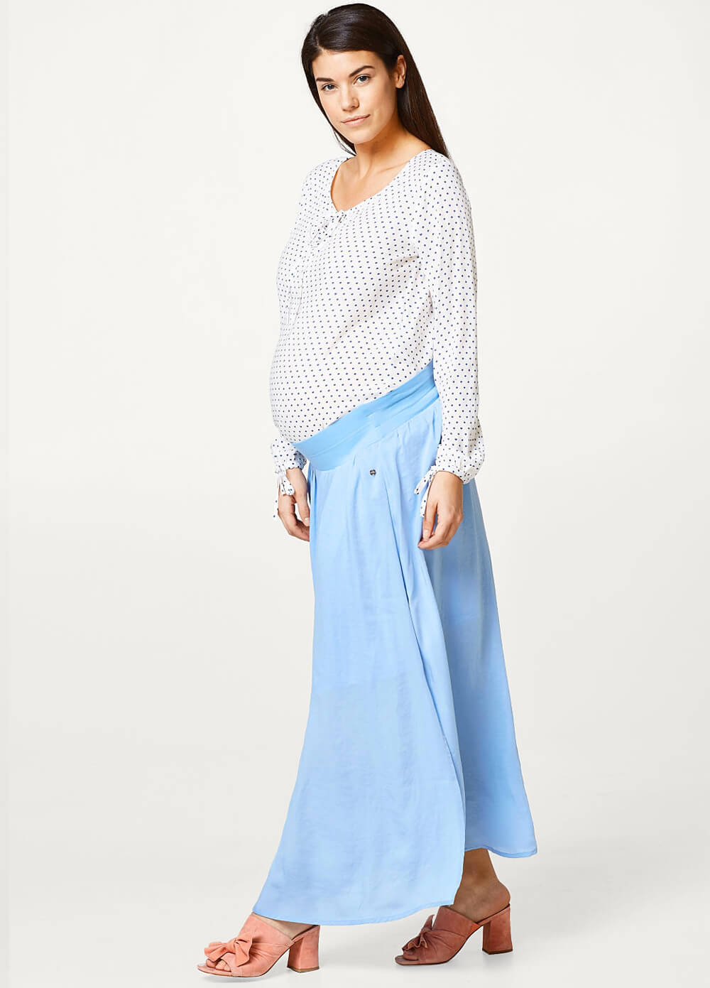 Sky Blue Gathered Maxi Maternity Skirt by Esprit