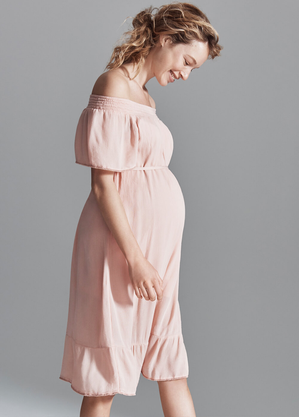 Flowing Flounce Hem Maternity Dress in Rose by Esprit