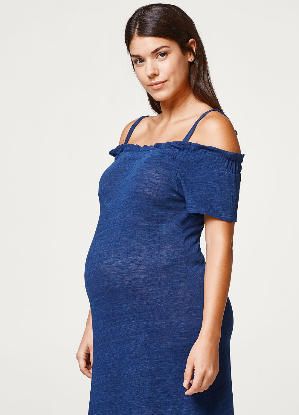Azure Blue Off Shoulder Maternity Dress by Esprit