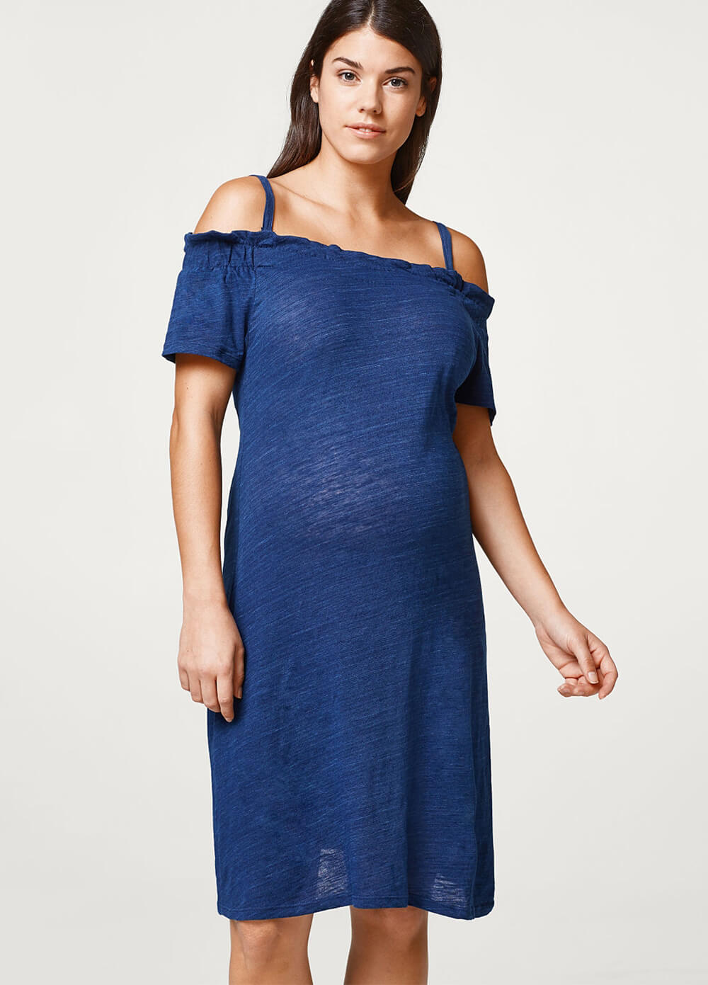 Azure Blue Off Shoulder Maternity Dress by Esprit