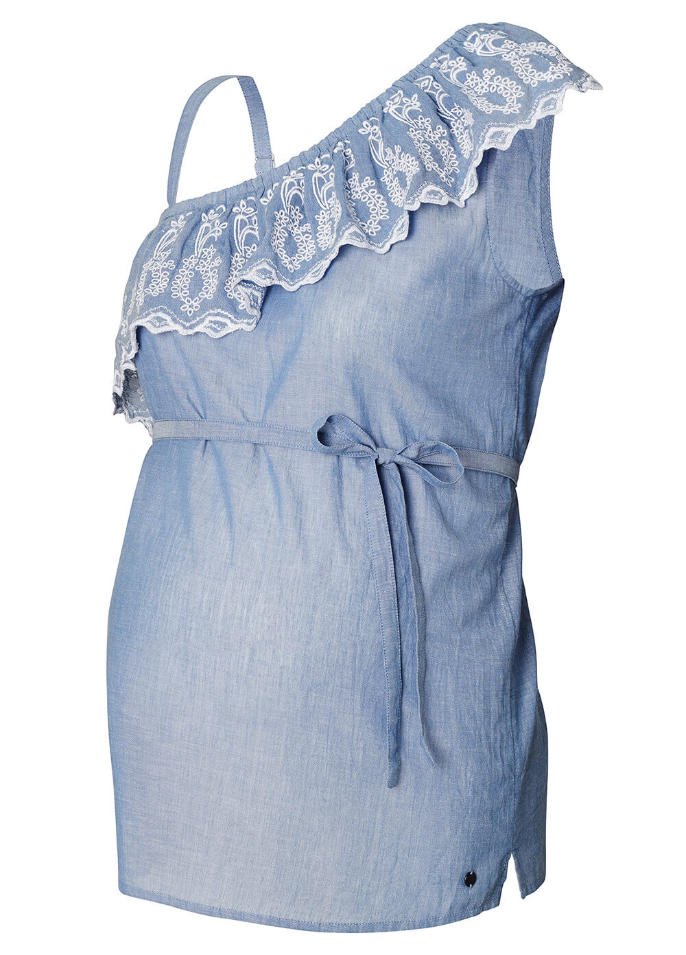 Maternity One Shoulder Flounce Top in Blue by Esprit