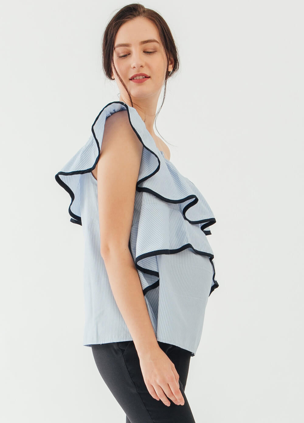 Davina Double Ruffle Maternity & Nursing Top by Spring