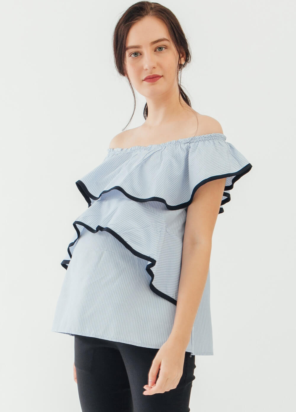 Davina Double Ruffle Maternity & Nursing Top by Spring