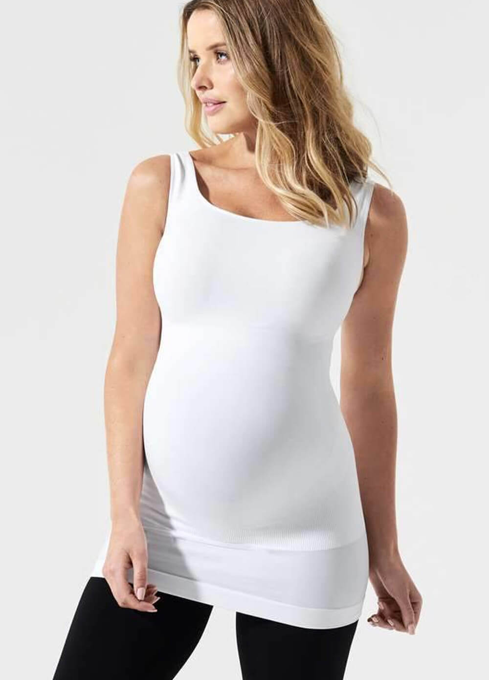 BodyStyler Maternity Belly Support Tank Top in White by Blanqi