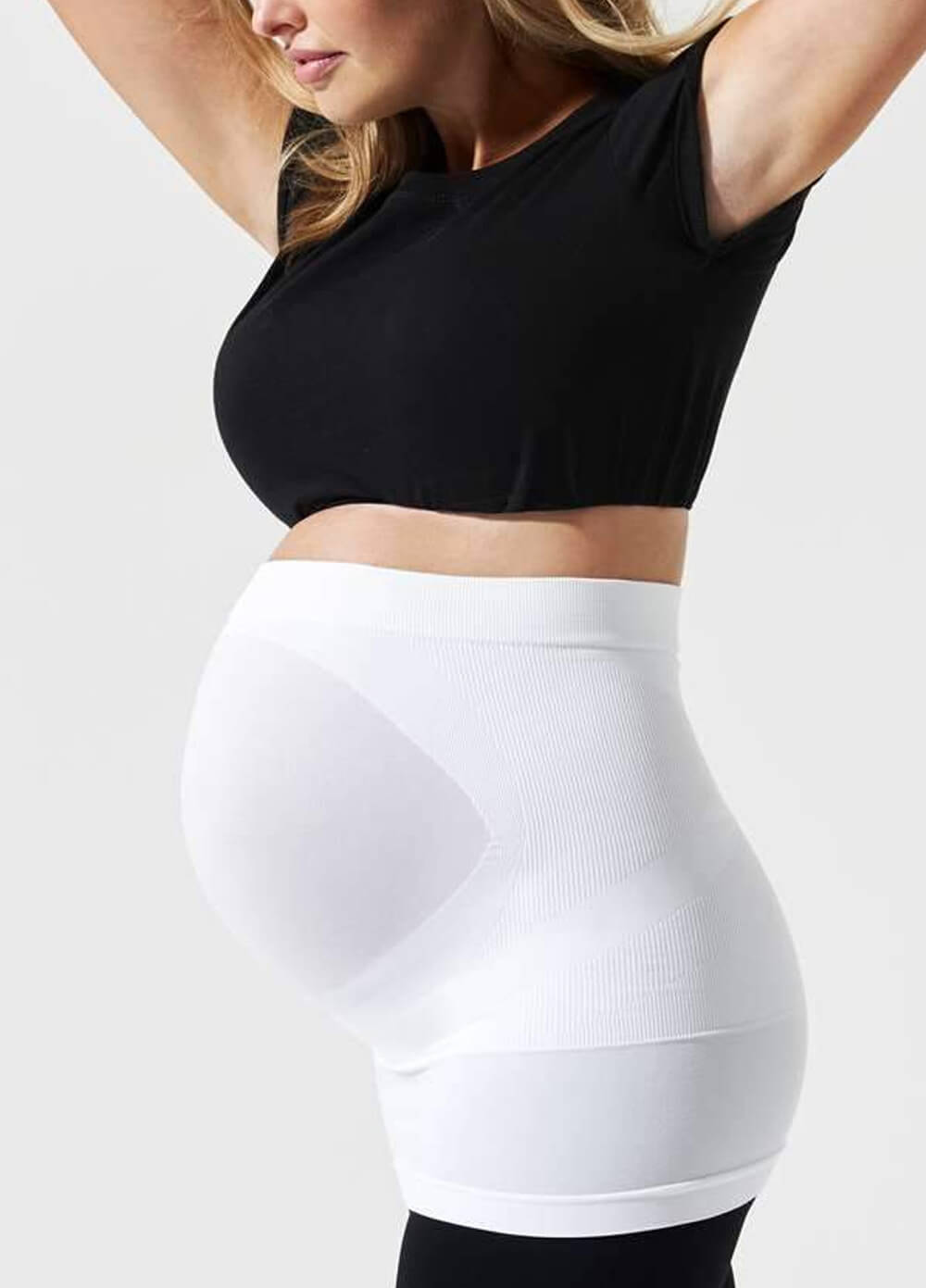 Built-in Support Maternity Belly Band in White by Blanqi