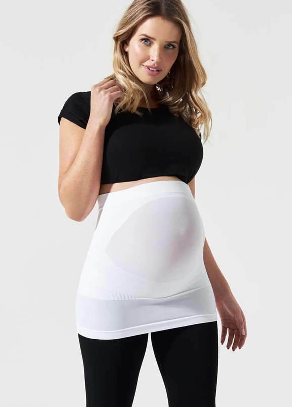 Built-in Support Maternity Belly Band in White by Blanqi