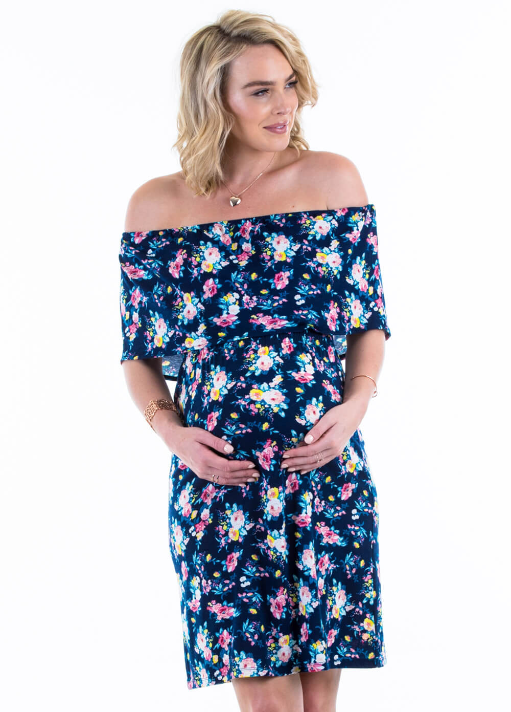 Floressa - Jaclyn Off Shoulder Maternity & Nursing Dress | Queen Bee