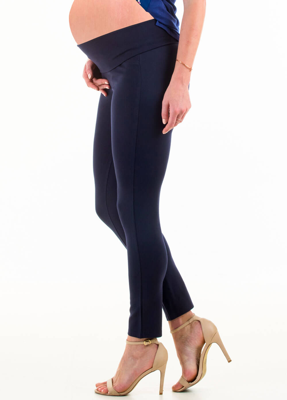 Floressa Tonia Cropped Maternity Ponte Pants in Navy | Queen Bee