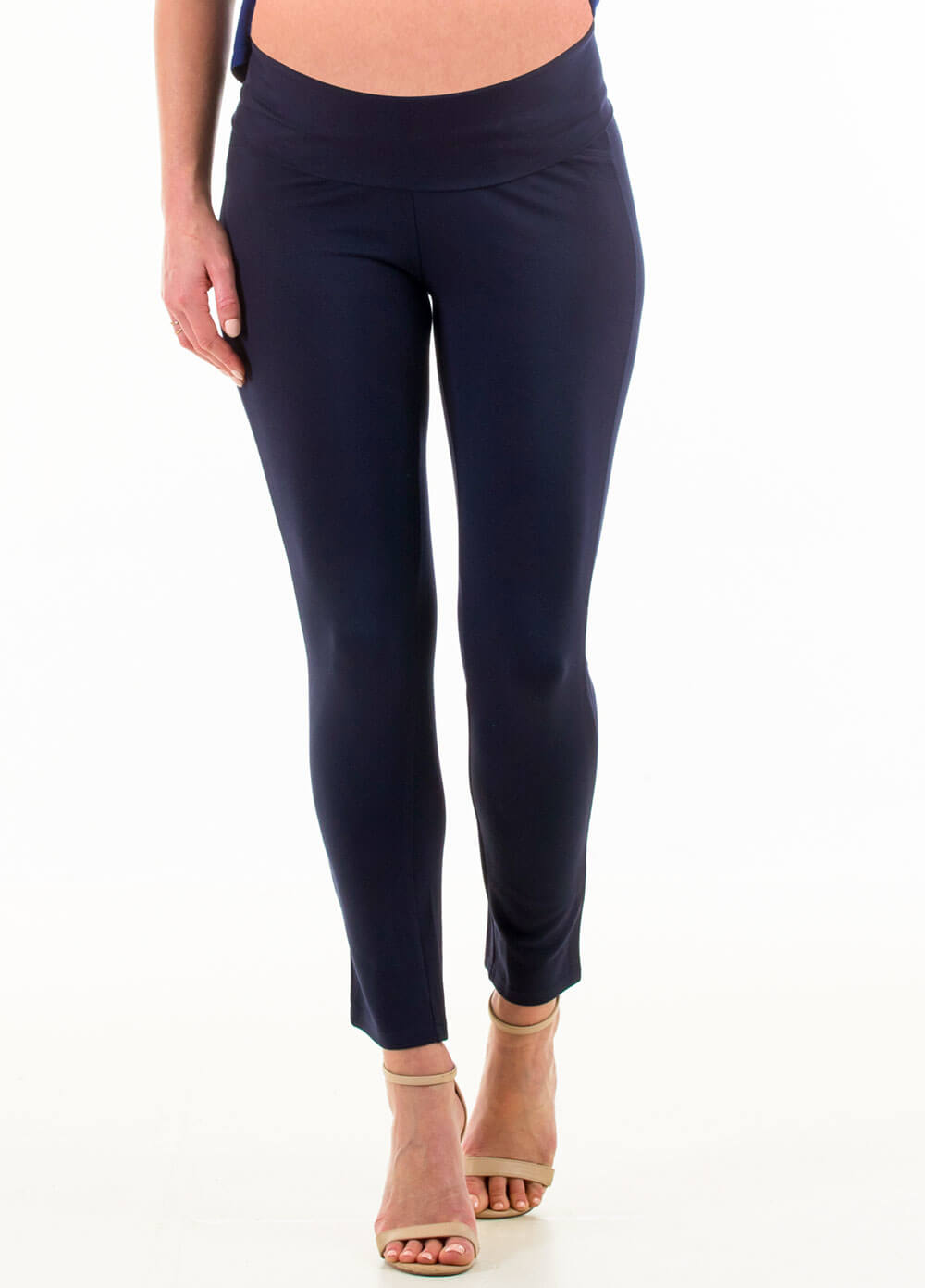 Floressa Tonia Cropped Maternity Ponte Pants in Navy | Queen Bee