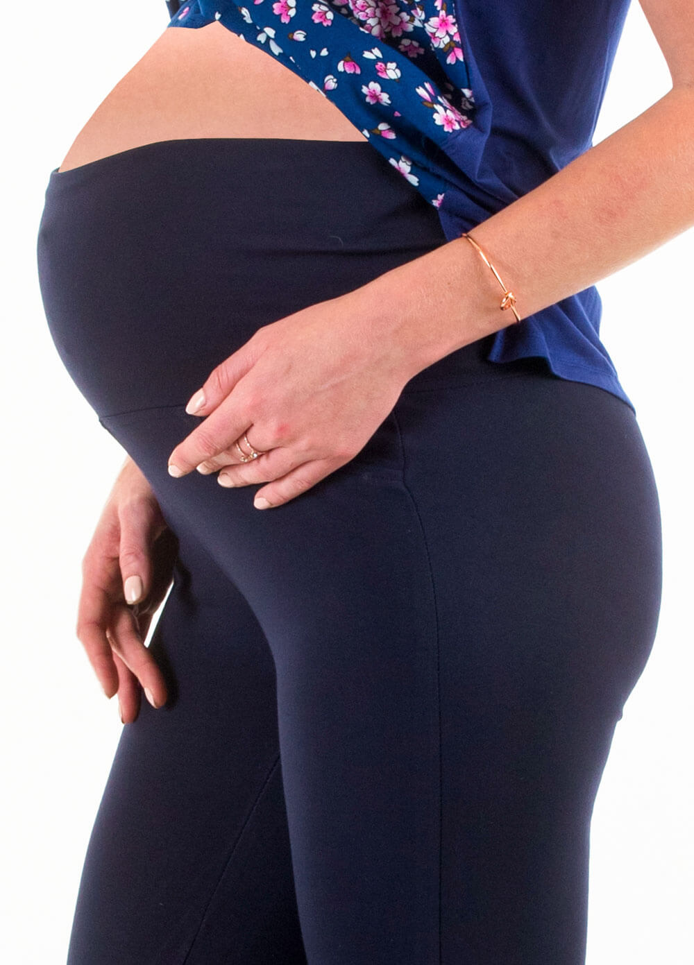 Floressa Tonia Cropped Maternity Ponte Pants in Navy | Queen Bee